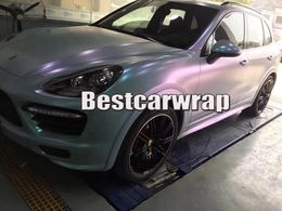 Stickers Chameleon silver blue matte metallic Vinyl Car Wrap sticker Film Colour flow shift finish with air bubble Free For Luxury Vehicle