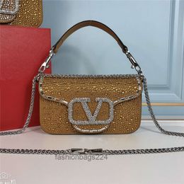 Portable Buckle Messenger VLTN Small Bags New Square Crystal Letter Handbag Magnetic Light Luxury Single Shoulder Designer Shiny Purse Bag TA1BP6XR