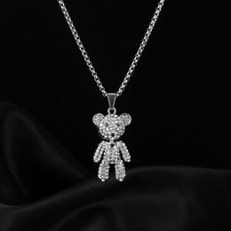 2021 New Full Diamond Bear Necklace Hip Hop Pendant for Men and Women Jewelry Gift299u