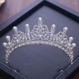 Hair Clips Tiaras And Crowns Luxury CZ Pearl Princess Pageant Engagement Wedding Accessories For Bridal Jewelry Shine Crystal Crown