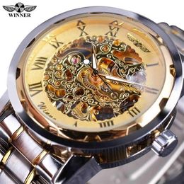Transparent Gold Watch Men Watches Top Brand Luxury Relogio Male Clock Men Casual Watch Montre Homme Mechanical Skeleton Watch309N