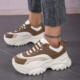 Dress Shoes Chunky Sneakers Plus Size 41 42 Women Running Fashion Casual Microfiber Leather Upper Height Increased Flat Platform