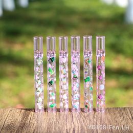Glass Pipe Pink Clear Pipe Length 105mm Decal Color Printing Glass Pipe Pipe Accessories Wholesale