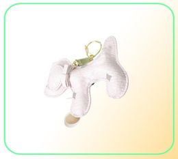 Cute Dog Design Grid Print Car Keychain Bag Pendant Charm Jewellery Flower Key Ring Holder for Women Men Fashion PU Leather Animal T5101565