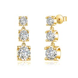 Szjinao Full Drop Earrings Gold Women D Colour VVS1 Trending Wedding Enagement Party Jewellery Gift With Certificate 231225