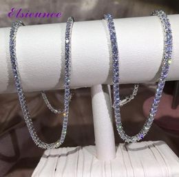 Chains ELSIEUNEE Classic Real Silver 925 Jewellery Tennis Necklaces For Women Simulated Moissanite Diamonds Fine Whole9303376