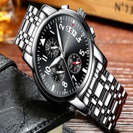 Relogio Masculion CRRJU Men Top Luxury Brand Military Sport Watch Men's Quartz Clock Male Full Steel Casual Business black wa242w