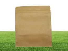 100 Pieceslot 5 Sizes Stand Up Kraft Paper Food Bags Doypack Zip lock Brown Storage Paper Bag Clear Window Bulk Food Package Bags1381907