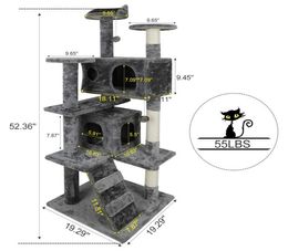 52quot Cat Tree Activity Tower Pet Kitty Furniture with Scratching Posts dders64313222873083