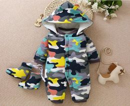 NEW Baby Rompers Winter Thick Warm Newborn Jumpsuit Long Sleeve Hooded Baby boy Clothing Kids Infant Outwear for 012M9889403