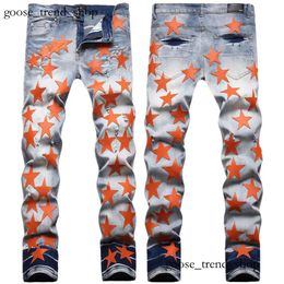 Star Womens Trousers Pants Hole 214 High Jeans Mens Panel Star Embroidery Street Size Patch Trousers Men's Slim-fit Stretch Designer Amirs 792