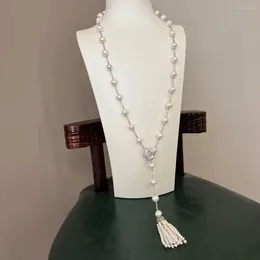 Chains Fashion 9-10mm Natural South Sea White Pearl Pendant Necklace 28'' Vintage Jewelry Chain Chokers