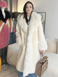 Women's Fur Luxury Coat Women Winter Thicken Long Fluffy Jacket Elegant Warm Furry Overcoat Lady Big Lapel Manteau Femme Hiver