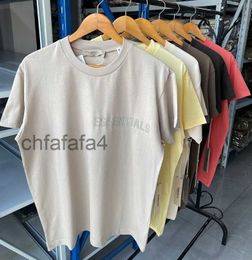 T-shirts W52l Men's and Women's Fashion t Shirt High Street Brand Ess Eighth Season Flocking Letter Short Sleeve ICH2