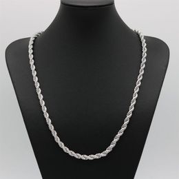 24 Inches Classic Rope Chain Thick Solid 18k White Gold Filled Womens Mens Necklace ed Knot Chain 6mm Wide276F