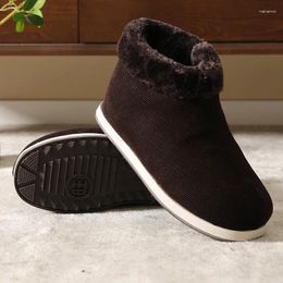 Slippers C-123 Winter Women's Cotton Shoes And Men's Velvet Warm Thick Home Indoor Heel