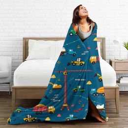 Blankets Construction Cartoon Truck Excavator Blanket Fleece Autumn/Winter Child Car Anime Plaid Warm Throw Bedding Bedspread