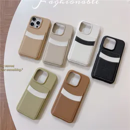 Luxury Cross Grain Leather Vogue Phone Case for iPhone 15 Plus 14 13 Mini 12 11 Pro Max Stylish Slim Business Patchwork Card Slot Wallet Clutch Back Cover Shockproof