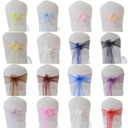 50/100pcs Organza Chair Sashes Bow Knot for Wedding Party Event Banquet Decoration el Outdoor Party Chair Decors Supplies 231227