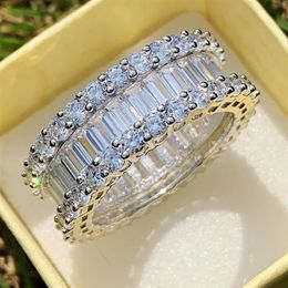 Victoria Wieck Luxury Jewelry Real 925 Sterling Silver Princess Cut White Topaz CZ Diamond Party Circle Ring Women Wedding Engagem245z