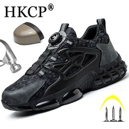 Highquality Safety Shoes Rotating Button Men Sport Anti Smashing Piercing Work Boots Steel Toe 2024 231225