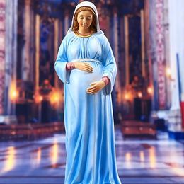 Pregnant Virgin Mary Statuette Virgin Mary Religious Sculpture Resin Madonna Statue Atholic Religious Decor Ornament For Homes 231228