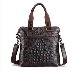 Briefcases Hot Sale Fashion New Men's leather Shoulder Bag Largecapacity business briefcase High quality crocodile tattoo leather handbag fo