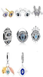 925 Silver Fit P Charm 925 Bracelet Bracelet Neckalce 925 Sterling Silver Trunk Turkey Blue Evil Eye Zirconia Bead charms set Pendant DIY Fine Beads Jewelry2638582