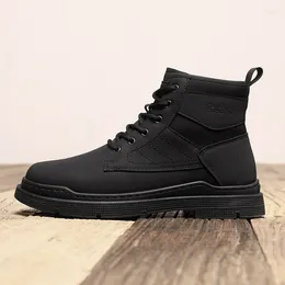 Boots Brand Fashion Military For Men Lace Up Pu Leather Mens Comfortable Walking Shoes Man Wearable Cowboy