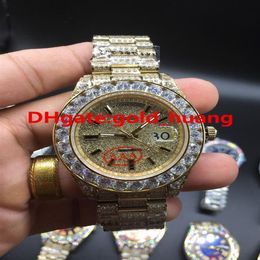 Luxury 43mm Big Iced diamonds Mechanical man watch Multi color dial All diamond band Automatic Stainless steel men's watche2445