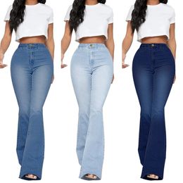 Fall High Waist Boot Cut Jeans For Women Fashion Stretch Skinny Denim Flared Pants Casual Slim Female Trousers S-2XL 231228