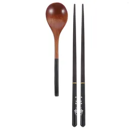 Dinnerware Sets Wooden Spoon Set Outdoor Japanese Style Travel Utensils Chopsticks