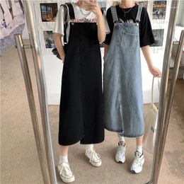 Women's Jeans Retro Denim Strap Dress Summer Korean Version Loose Large Medium Women Pants Y2k