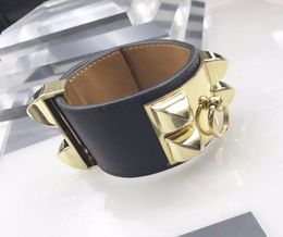 high quality rivet genuine leather collier bracelet for women smooth leather7129337