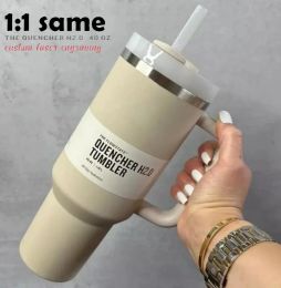 Ready To Ship Quencher Tumblers H2.0 40oz Stainless Steel Cups Silicone handle Lid Straw 2nd Generation Car mugs Keep Drinking Cold Water Bottles 1101