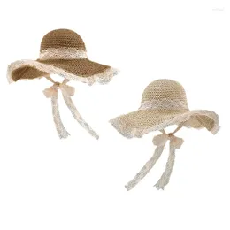Berets Style Straw Beach Hat With Strap Big Floppy For Women Wide Brim