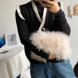 Waist Bags Women's Sheep Roll Plush Bag Advanced Fashion Solid Color Korean Chain Large Capacity Casual Fur