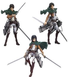 Japanese Anime Attack on Titan Figma 213 Levi 203 Mikasa 207 Eren PVC Action Figure Model Collectible Toy Doll Gifts Q07223613815
