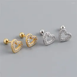 Stud Earrings 925 Silver Needle Screw Zircon Heart For Women Elegant Jewellery Pendientes Brincos EH2091