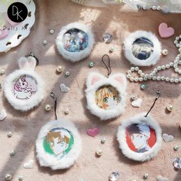 Furry Bunny Ear Badge Case Protective for Pins Ita Bag Accessories Girls Anime DIY Display Decoration Ornaments 231227