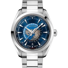 High Quality Top Brand OMEGX Seamasterx Series World Time Series Mens Watch All Steel Watches Belt Mineral Glass Designer Movement Mechanical Watch