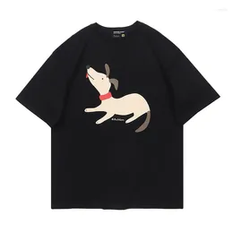 Men's T Shirts Harajuku Short-sleeved T-shirt Men Women Round-neck Letter Cartoon Dog Top Summer Casual Breathable Couple Wear Graphic