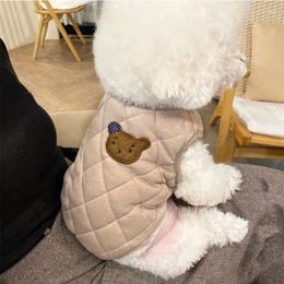 Dog Apparel Small Clothing Winter Pet Cotton Coat Cartoon Teddy Vest Poodle Warm Open Button Shirt Solid Cute Clothes