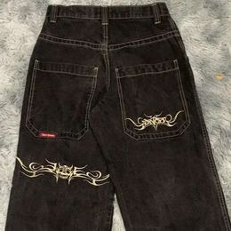 JNCO Y2K Hip Hop Retro Graphic Embroidered Baggy Jeans Black Pants Men Women New Haruku Gothic High Waist Wide Trousers