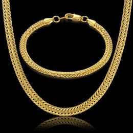 Earrings & Necklace Men Women's Jewelry Set Gold Silver Color Bracelet Curb Cuban Weaving Snake Chain 2021 Whole225G
