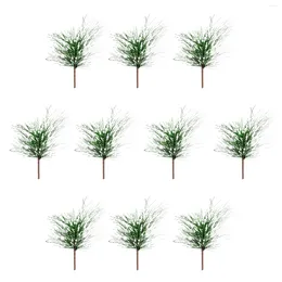 Decorative Flowers 10pcs Artificial Pine Needles Branches Green Simulation Snow Berry Branch Christmas Holiday Home Party Decorations