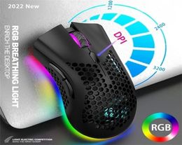 Mice 2023 Rechargeable USB 24G Wireless RGB Light Honeycomb Gaming Mouse for Desktop PC Computers Notebook Laptop Mice Mause Game6755069