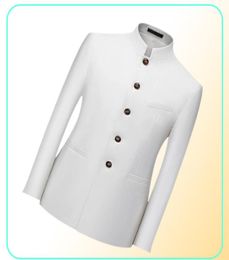 Chinese Stand Collar Men Blazer 6XL Big Size Solid Casual Suit Jacket Slim Fit Mens Wedding Blazers Yellow White Men039s Suits 9094975