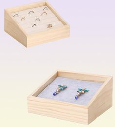 Fashion Bamboo Velvet Jewellery Display Tray Ring Box Earring Necklace Bracelet Pendant Display Organiser Jewellery Storage1452558