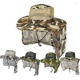Berets Camouflage Breathable Fisherman'S Hat Outdoor Mesh Casual Tide Summer Adjustable Fishing Basin Cap